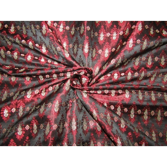 Brocade JACQUARD fabric Metallic Gold,Red  Black color 44" wide BRO203[1]