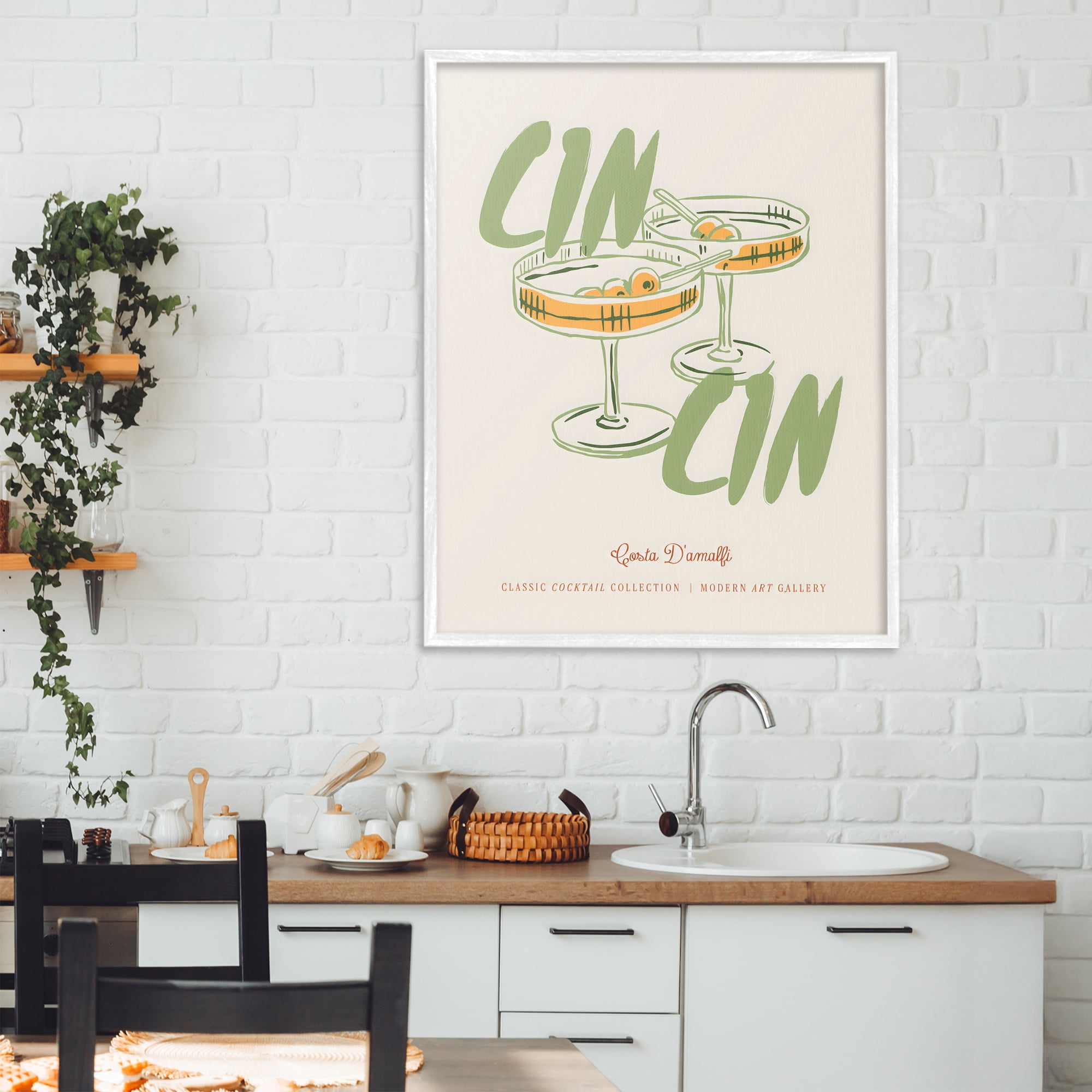 Stupell Industries Cin Cin Amalfi Cocktail White Framed Giclee Art, design by The Prints Vibe