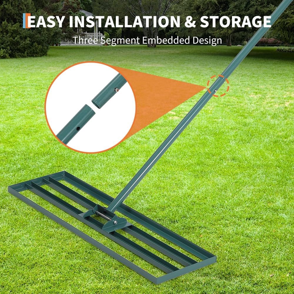 COZONY 36" Heavy-Duty Lawn Leveling Rake, Ground Leveling Tool with 78" Steel Handle for Garden, Yard, Golf & Farm