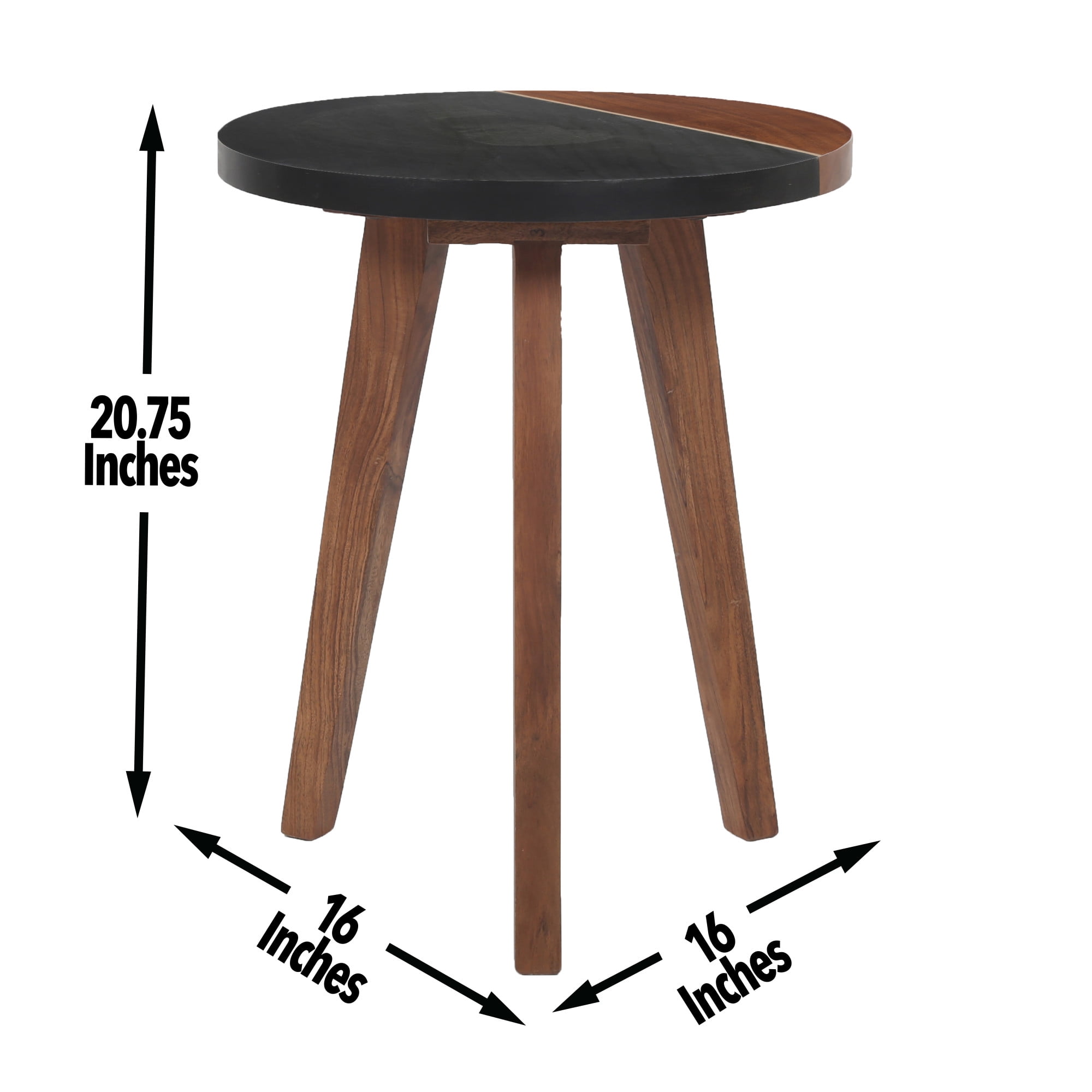 Steve Silver Company Round Accent End Table, Slate Top, Natural