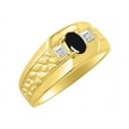thumbnail image 4 of RYLOS Men's Rings 14K Yellow Gold Classic Nugget 6X4MM Oval Gemstone & Diamond Ring Cabochon Onyx October Birthstone Rings Size 10, 4 of 7