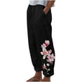 thumbnail image 2 of Aloohaidyvio Terra and Sky Pants Plus Size,Women's Summer Pant Casual Loose Cotton And Linen Pocket Printing Trousers Pants, 2 of 4