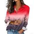 thumbnail image 2 of hotojiny Long Sleeve Shirts for Women Satin Silk Button Down Casual Outfits Loose Fit Gradient Blouses Fashion Clothing, 2 of 5