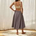 thumbnail image 4 of Fashion Women Solid High Waisted Midi Skirt A-Line Summer Elastic Waist Skirts, 4 of 9