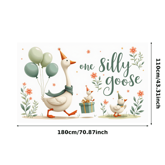 Cartoon Goose Birthday Banner Decorative Design Party Backdrop for Children's Celebration Outdoor Event