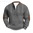thumbnail image 2 of Big and Tall Sweatshirts for Men Quarter Zipper Sweatshirt No Hood Man Athletic 1/4 Zip Pullover Long Sleeve Winter Sweaters Gray L, 2 of 4