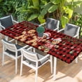 thumbnail image 2 of Gingerbread Christmas Table Cloths for 8 Foot Rectangle Tables, Xmas Balls Branches Red Buffalo Plaid Patio Waterproof Elastic Fitted Tablecloths, Washable Rectangular Table Cover for Camping, 2 of 8
