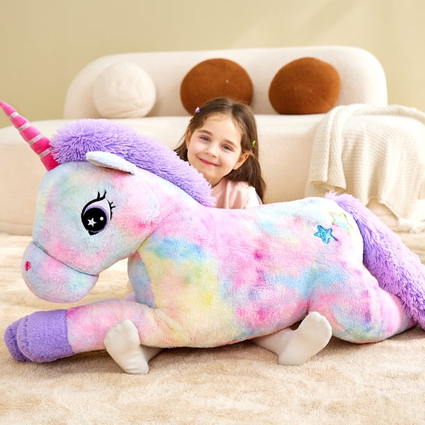 MorisMos Peluche Licorne Géante 80cm, Kawaii Licorne Jouet en Peluche