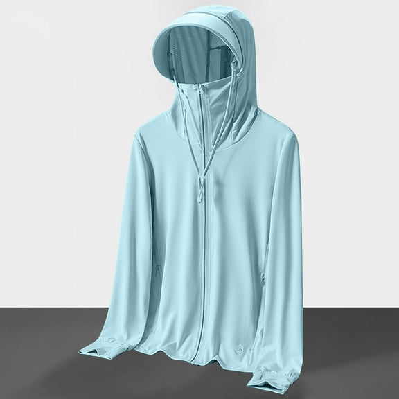 BLTIBY Women's Sun Protection Shirts Jacket Cooling Hoodie Long Sleeve Lightweight Comfy Coat Summer Clothing for Outdoor Hiking Green 3XL