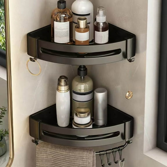 Huayishang Locker Shelf, Kitchen Essentials Clearance Sale Jutye Bathroom Aluminium Bathroom Kitchen Wall Mounted Shower Holder Shelf Caddy for Kitchen Toilet No Drilling Bathroom