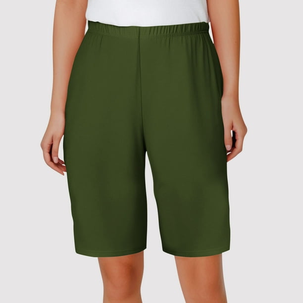 Pantalones de dormir de color liso para mujer, finos, informales, de cinco cuartos, para el hogar, pijama