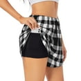 thumbnail image 3 of Lsque White And Black Plaid Printed Women's Running Shorts with Liner Pockets,Elastic Quick Dry Workout Athletic Gym Yoga Shorts,Womens High Waist Shorts-XX-Large, 3 of 9