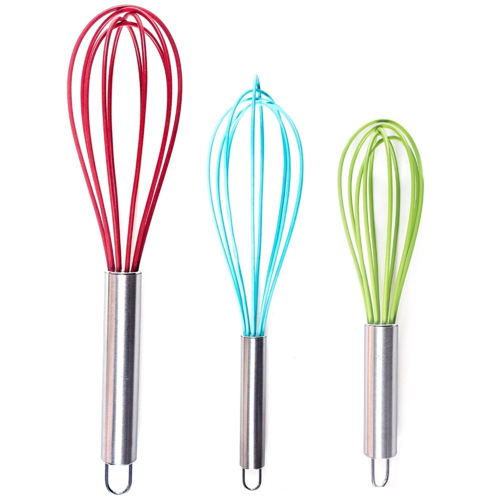 Wired Whisk Silicone Whisk Set of 3 Stainless Steel & Silicone