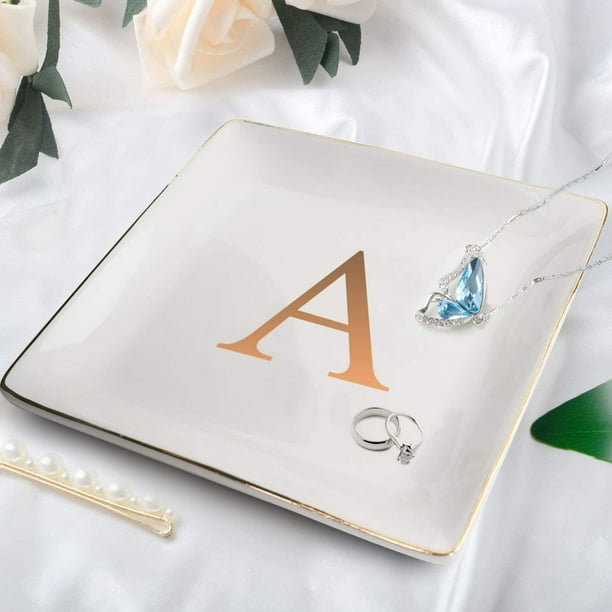 Jewelry Tray Ring Dish with Initial Gift Personalized Trinket