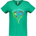 thumbnail image 3 of Inktastic Autism Awareness Heart Ribbon and Puzzle Pieces Women's V-Neck T-Shirt, 3 of 5