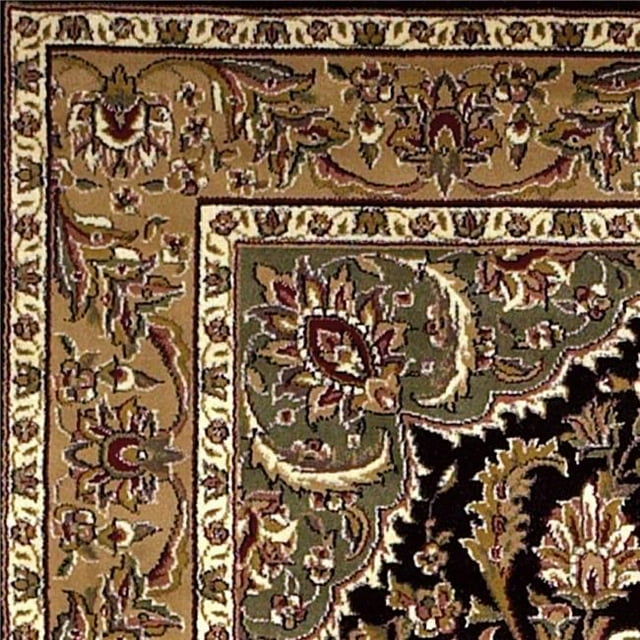 HomeRoots 352873 7 ft. 7 in. Octagon Polypropylene Black & Beige Area Rug