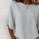 thumbnail image 4 of Neewe Women's Summer Casual Crewneck Half Sleeve T-Shirts Plain Loose Fit Cotton Linen Basic Tops Tees Blouses, 4 of 8