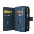 thumbnail image 4 of Wallet Case for Motorola Moto G Power 2021, Magnetic Zipper Pouch Premium PU Leather with Kickstand Wallet Flip Shockproof Phone Case Wrist Strap Card Slots Holder Pocket Moto G Power 2021,
Blue, 4 of 17