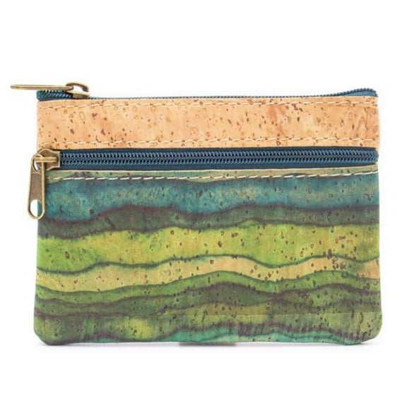 Cork mini wallet Green pouch handmade, coin purse vegan wallet Eco Friendly Sustainable gift Lightweight Durable Waterproof