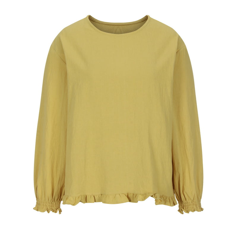 YOTAMI Tops for Women Casual Fall - Solid Color Crew Neck on Prime