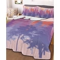 thumbnail image 3 of Quilts Full Size Bedding Set, Forest Silhouette Lightweight Quilted Comforter, Retro Abstract Watercolor Forest Trees Pink Soft Bedspread Coverlet with Pillow Covers for All Season, 78" x 90", 3 of 7