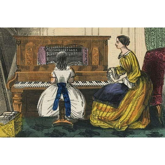 Young Girl Play a Piano-Fine Art Canvas Print (20" x 30")