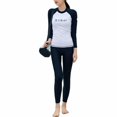 thumbnail image 1 of Abbraccia Traje de baño recatado para mujer, manga larga tipo rash guard, protección solar, traje de buceo de dos piezas, 1 of 6