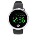 thumbnail image 1 of Reloj Digital para hombre, pantalla redonda a Color, resistente al agua, retroiluminado, ultrafino, elegante, alarma, reloj deportivo, carcasa plateada, cinturón negro, tamaño grande, 1 of 5