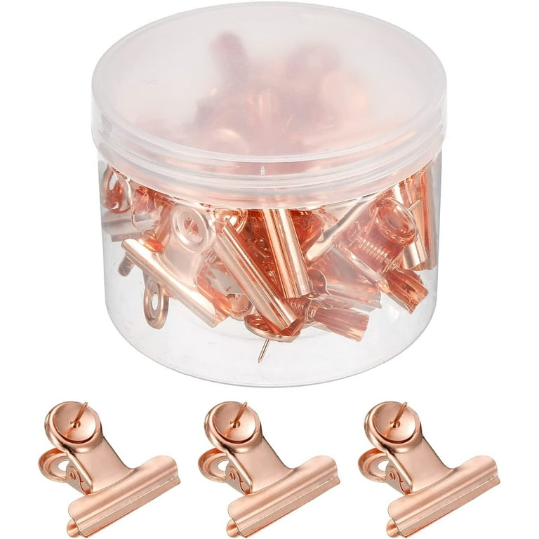 Push Pin Clips, 30 Pack Metal Thumb Tacks with Clip for Office Artwork Cork  Board, Rose Gold 