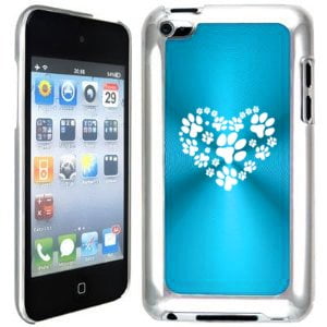 Ipod 4 Cases Zebra Print For Apple iPod Touch 4 4G 4th Generation Light Blue B2221 hard back case cover Heart Paw Print ()