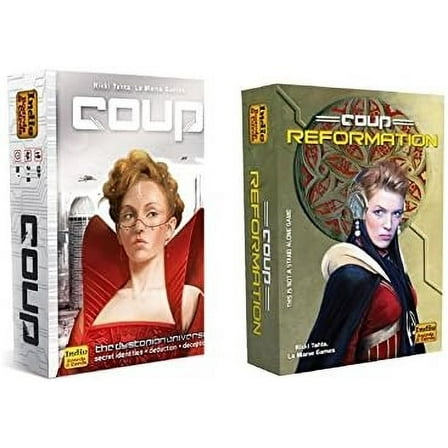 Coup Game Bundle Including Coup (The Dystopian Universe) and Coup Reformation Expansion by Indie Boards and Cards (2 Items)