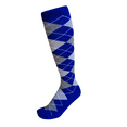 thumbnail image 4 of Men's Knee High Argyle/Plaid/Scottish Tartan Golf Sports Wedding Groomsman Party Events Christmas Father's Day Giftable Teamwork Casual Dress Socks In Navy with Gold Yellow and Heather Gray Color, 4 of 8