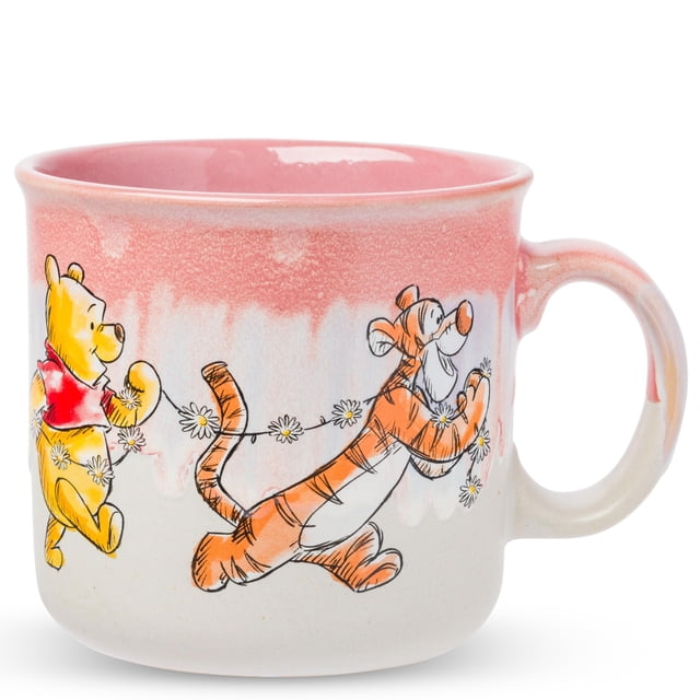 Silver Buffalo Winnie the Pooh - Taza de cerámica con laca reactiva de lechón, Tigger y Eeyore, 20 onzas