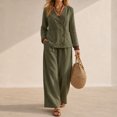 thumbnail image 3 of Women's 2 Piece Outfits Casual Lapel Half Zip Sweatshirts and Wide Leg Pants Tracksuit Sets, 3 of 4