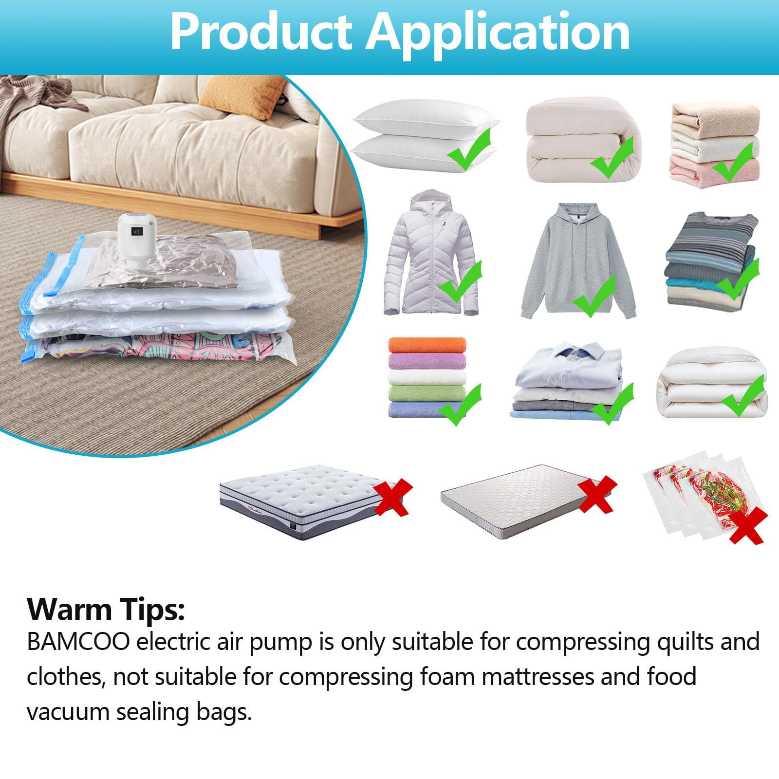 Xuewenshw For Vacuum Clothing Bags Tire Inflator