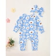 thumbnail image 4 of Mikrdoo Newborn Baby Girl Spring Fall Clothes Set 3 6 9 12 Months Daisy Print Bamboo Zip-up Romper + Bow Headband, 4 of 10