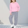 thumbnail image 2 of AHTJRT Tracksuit Set for Kids Long Sleeve Hoodie Sweatshirt Tapered Pants Set Two Pieces Fall Spring Running Hiking Outfits Pink#02 2-3 Years, 2 of 9