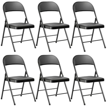 SUGIFT Deluxe Padded Seat and Metal Back Folding Chair, Black, 6 Pack