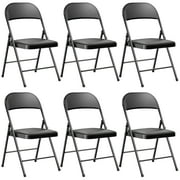 Vebreda 6 Pack Black Folding Chairs with Padded Seats for Home and Office Indoor and Outdoor Events 330lbs Capacity