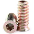 thumbnail image 1 of Inserto roscado de madera, 20 piezas de tuerca hexagonal roscada de acero al carbono galvanizado, tornillo de inserción de longitud M6, kit de herramientas de surtido de tuercas de tornillo hexagonal, 1 of 2