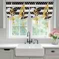 thumbnail image 4 of Spring Bees Daisy Balloon Curtains for Windows, Bedroom Curtains 54 Inch Length, Rustic Tulips Dots Black Striped Burlap Tie Up Curtains Panels Thermal Insulated Bathroom Curtains Window 42"x54", 4 of 8