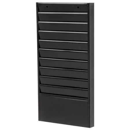 - Steel Medical Chart Hanging Wall File Holder, 10 Pockets, Black, Lot of 1