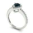 thumbnail image 2 of 0.755 ct Pear Cut Natural London Blue Topaz Solitaire with Simulated Diamond Accents 14K White Gold Womens Engagement Ring, 2 of 5
