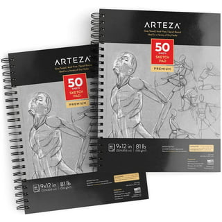 Arteza Sketchbook, Spiral-bound Hardcover, Black, 9x12, 200 Pages