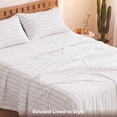 thumbnail image 5 of U by Bedsure Striped King Sheets Set, 4 Piece 16" Deep Pockets Soft Prewashed Microfiber Jacquard Bed Sheets, White, 5 of 8