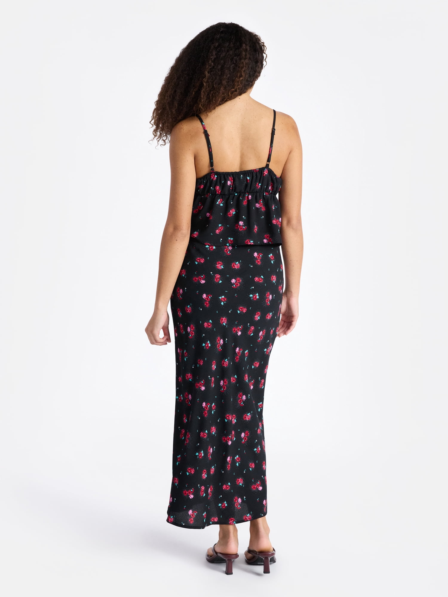 No Boundaries Satin Trim Cami and Maxi Skirt Set, 2-Piece, Women’s