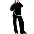 thumbnail image 4 of Women Pants Suit, Elegant Contrast Color Long Sleeve Crew Neck Sweater with Knit Pants Fall Outfit, 4 of 10