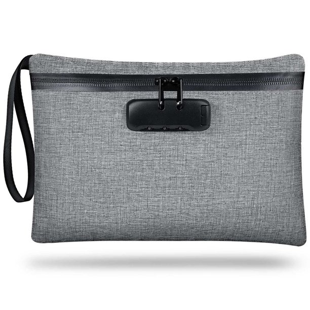 Money Bag with Lock,11X7.5in Money Pouch for Travel Storage, Durable