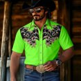 thumbnail image 2 of LIIPEE Western Cowboy Floral Graphic Shirt For Men Short Sleeve Turn Down Collar Button Up Shirts Male Comfortable Breathable Tops,L, 2 of 5