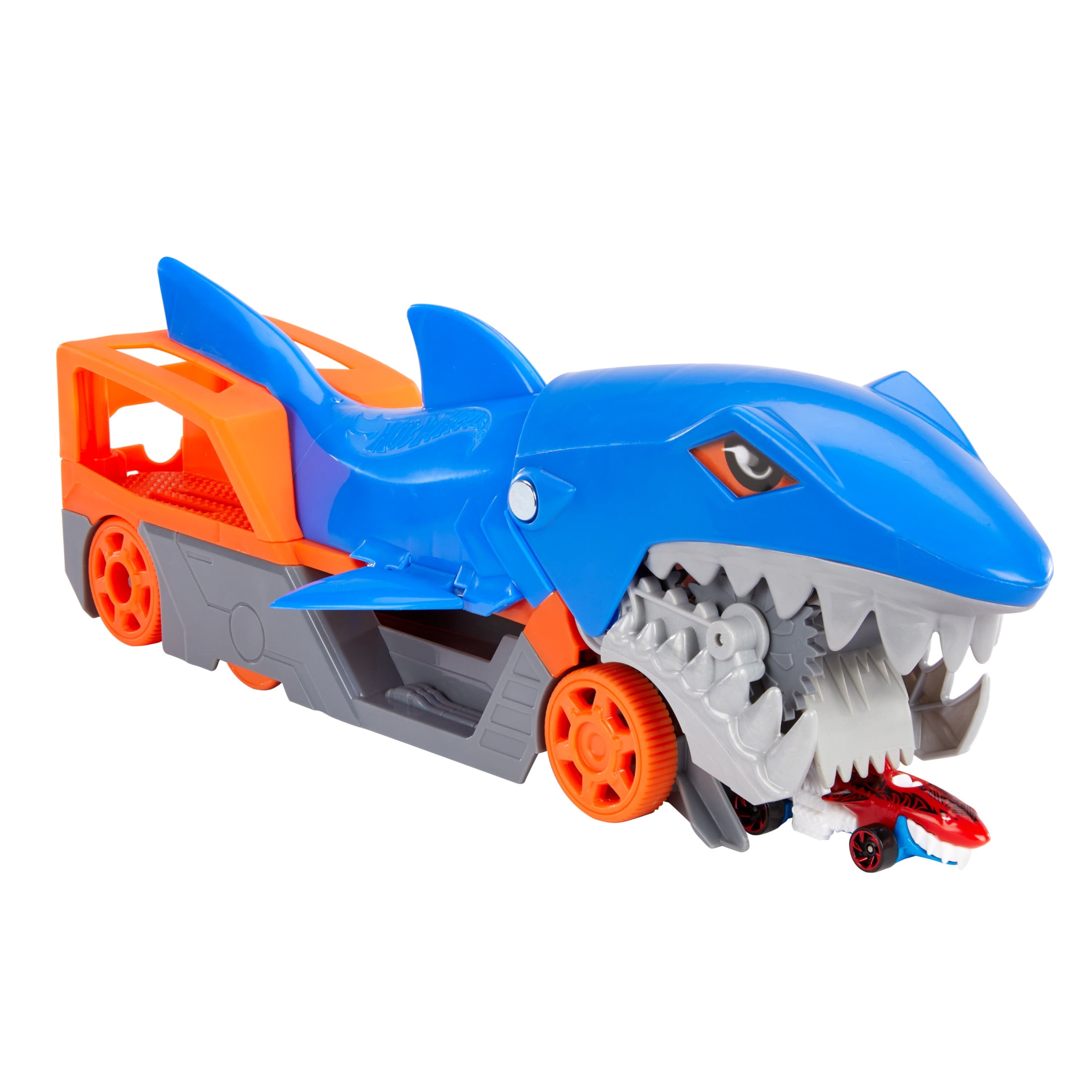 Hot Wheels Shark Chomp Transporter Playset with One 1:64 Scale Car for Kids 4 to 8 Years Old